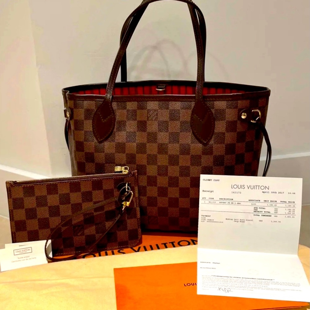 Louis Vuitton Neverfull PM & Clutch & Receipt